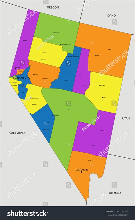 Colorful Nevada Political Map Clearly Labeled Stock Vector (Royalty Free) 1371156140 | Shutterstock