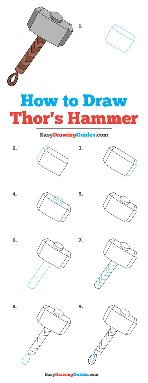 How to Draw Thor’s Hammer Easy Drawing Tutorial, Drawing Tutorials For ...