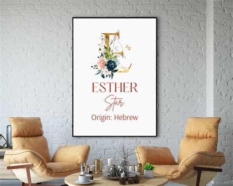 Esther Name Meaning Printable Kids Room Wall Art Baby Name | Etsy