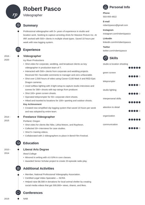 Videographer Resume Template & Guide (20+ Examples)