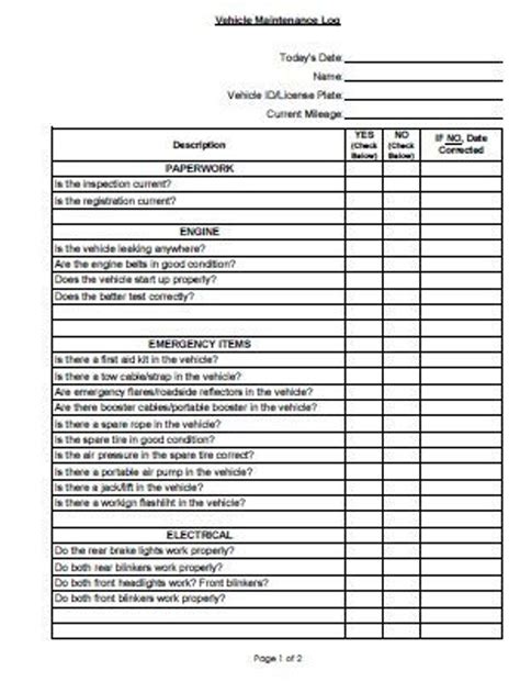 Printable Fleet Management Vehicle Maintenance Log. - Etsy