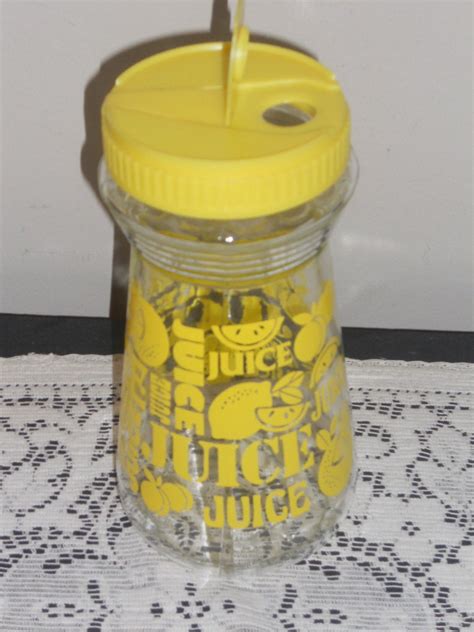 Vintage Clear GLASS JUICE CONTAINER With Yellow Flip Open Lid Retro Kitchen - Etsy