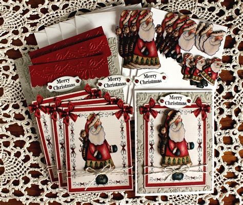 DIY Card Kit-primitive Santa Card Kit, Christmas Santa Card Kit, Father ...