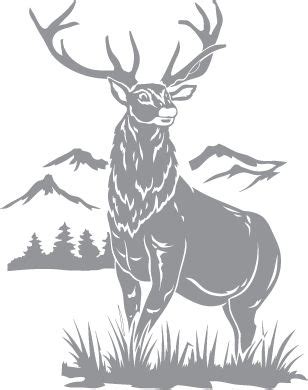 Glass etching stencil of Stag and Mountain Scene. In category: North ...