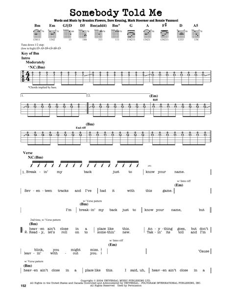 Somebody Told Me Chords - Sheet and Chords Collection