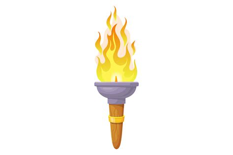 Burning Torch. Cartoon Retro Fire Flame Graphic by smartstartstocker ...