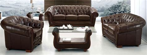 Traditional Brown Italian Leather Living Room Set Toledo Ohio ESF-262