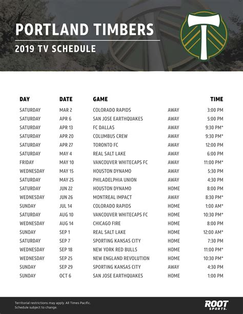 Portland Timbers 2022 Schedule Printable - Printable Schedule