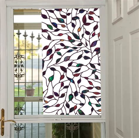 Colorful Leaf Static Cling Decorative Stained Glass Window Film Privacy ...