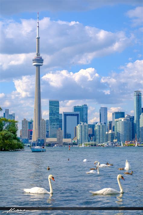 White Swam CN Tower Skyline Centre Island Toronto Ontario Canada | HDR ...