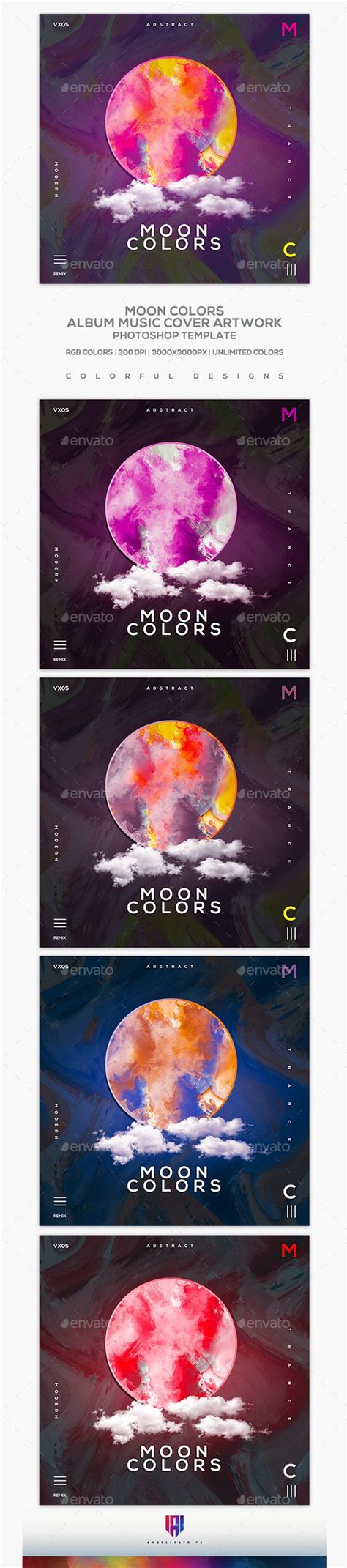 Moon Colors - Music Album Cover Photoshop Artwork Template Music Album Covers, Music Albums ...