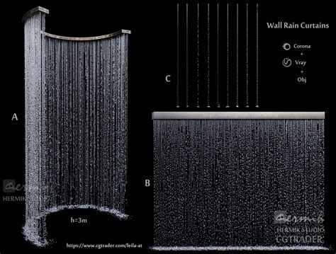 Waterfall Wall Rain Curtain Fountains 3D model | CGTrader