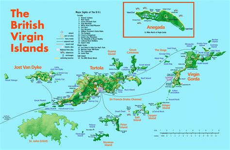 Large detailed road and tourist map of British Virgin Islands. British Virgin Islands large road ...