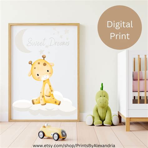 Printable Giraffe Nursery Wall Art. Digital Nursery Print - Etsy