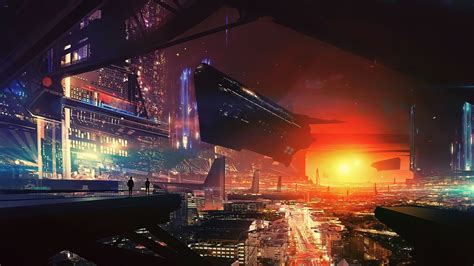Wallpaper spaceship, future world, cyberpunk, futuristic, 4K, Art #20323