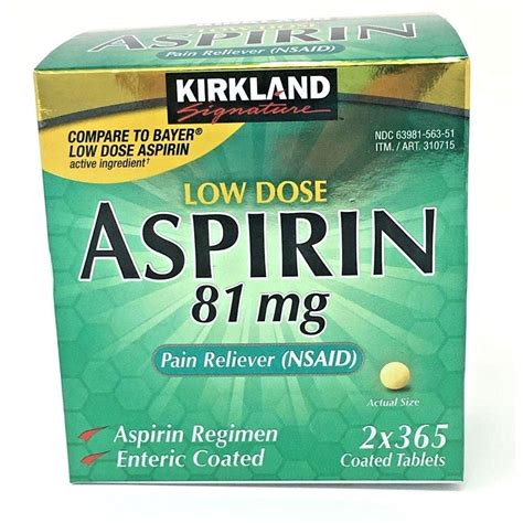 Aspirin Low Dose 81 mg Enteric Coated 730 Tablets - Walmart.com ...