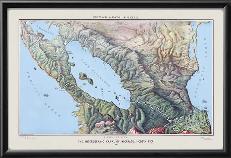 Nicaragua Canal 1888 Restored Map | Vintage City Maps