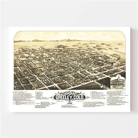 Vintage Map of Greeley, Colorado 1882 by Ted's Vintage Art