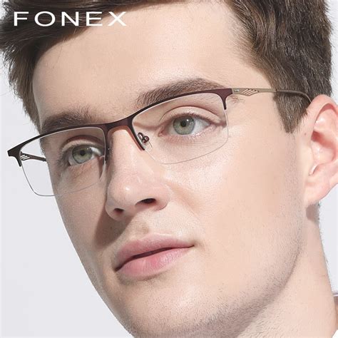 Aliexpress.com : Buy Titanium Glasses Frame Men Square Prescription Eyeglasses 2018 Male Semi ...