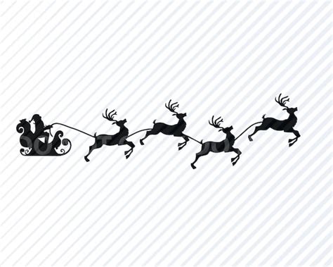 Santas Sleigh Christmas 3 SVG Silhouette Vector Images | Etsy