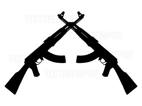 AK-47 SVG Gun Vector AK47 Crossed Rifle SVG Gun Cricut Files Rifle Clip ...