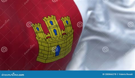 Close-up of Castilla La Mancha Flag Waving Stock Illustration ...