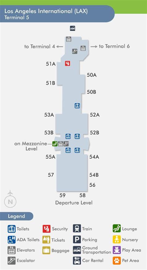 Lax terminal 5 map - Lax airport map terminal 5 (California - USA)