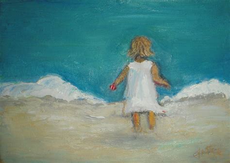 Girl on the beach Oil painting original painting of a child