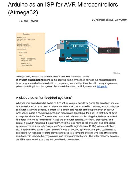 (PDF) Arduino as an ISP for AVR Microcontrollers (Atmega32)