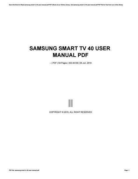 Samsung smart tv 40 user manual pdf by muimail21 - Issuu