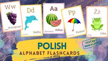 POLISH Alphabet FLASHCARD with picture, Learning Polish, Polish Letter ...