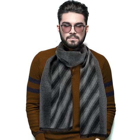 Mens Cashmere 100% Cotton Feel Scarf Winter Scarves 6 Prints Soft And ...