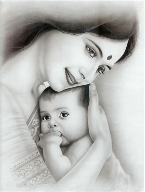 60 Simple Pencil Mother and Child Drawings