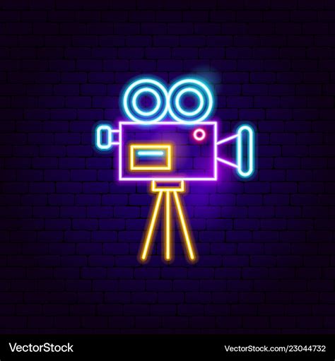 Movie camera neon sign Royalty Free Vector Image