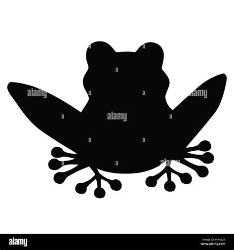 Black silhouette cute smiling frog sitting on ground cartoon animal ...