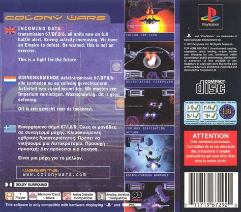 Colony Wars (1997) PlayStation box cover art - MobyGames