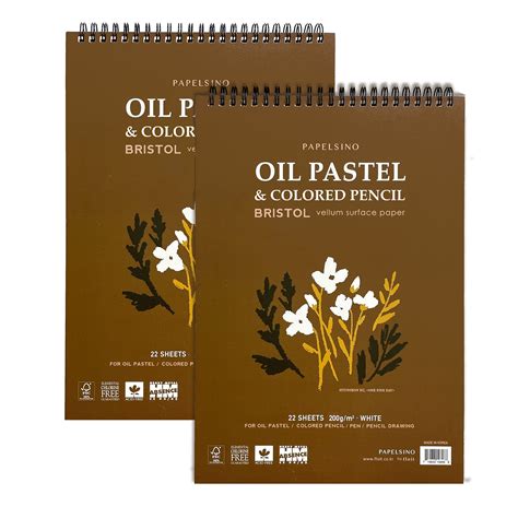 2 Pack of Papelsino, Bristol Paper Sketchbook for Dry Media Oil Pastel, Colored Pencil, Pencil ...