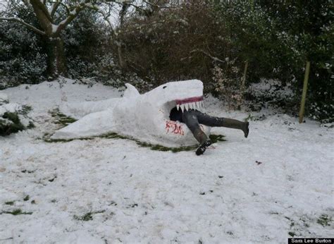 The Best Snow Sculpture? Jaws-Like 'Snow Shark' Appears In Derbyshire (PICTURES) | HuffPost UK