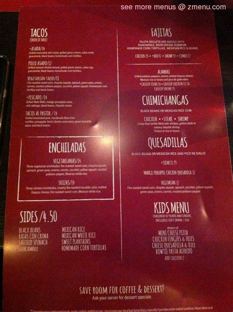 Menu at LUNA Mexican Bar & Grill, Murrells Inlet