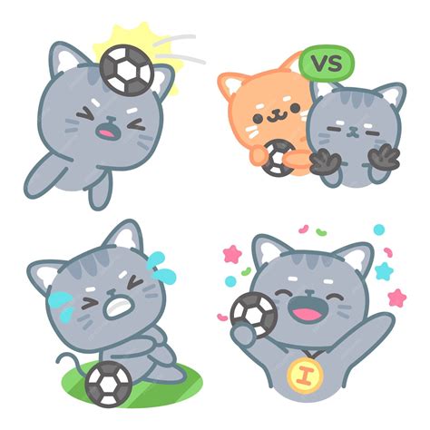 Free Vector | Football stickers collection with tomomi the cat