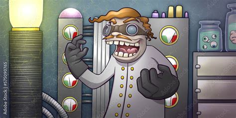 Mad Scientist in his Laboratory Cartoon Illustration Stock Illustration ...