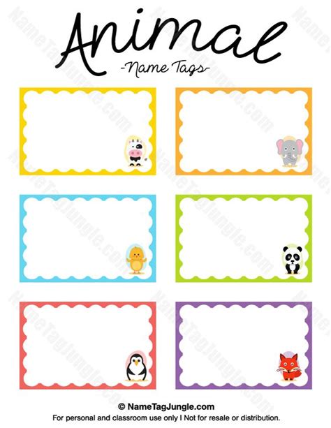 Animal Name Tags | Name tag templates, Tag templates, Preschool name tags