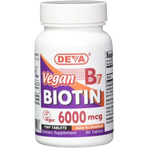 Deva Vegan Vitamins - Vegan Biotin 6000 Mcg - 90 Tablets, 1 Pack/ 90 ...