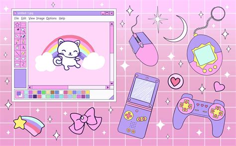 Kawaii elements set for Gamer Girl in 90s vaporwave style 20929188 ...