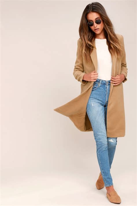 Harriet Long Double-Breasted Tan Coat | Tan coat, Fashion, Coats for women