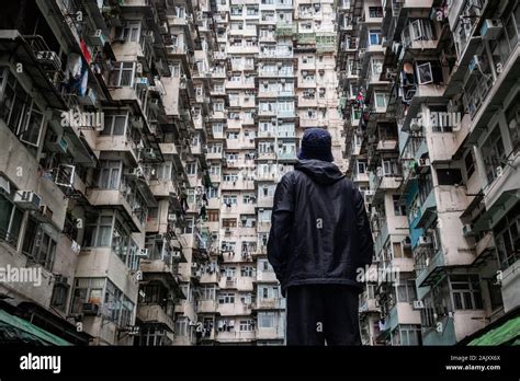 Urban explorer in Hong Kong, China, one of the most densely populated ...