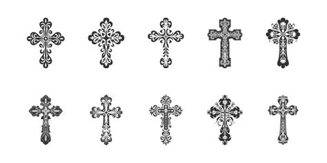 Premium Vector | Cross tattoo silhouette set stencil art vector ...