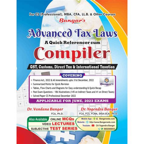 Aadhya Prakashan CS Professional Advanced Tax Laws Compiler By Dr.Yogendra Bangar,Dr.Vandana ...