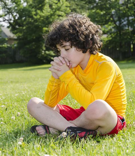 Hispanic Child Praying Outdoors Royalty Free Stock Image - Image: 31646896