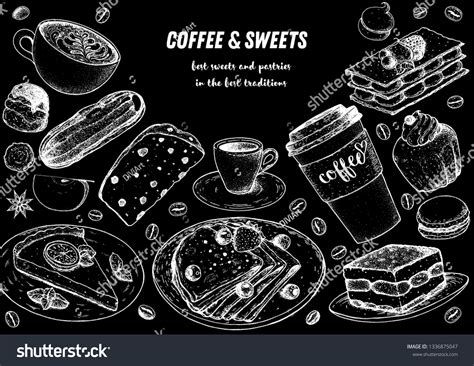 Breakfast Hand Drawn Illustration Coffee Shop Stock Vector (Royalty ...